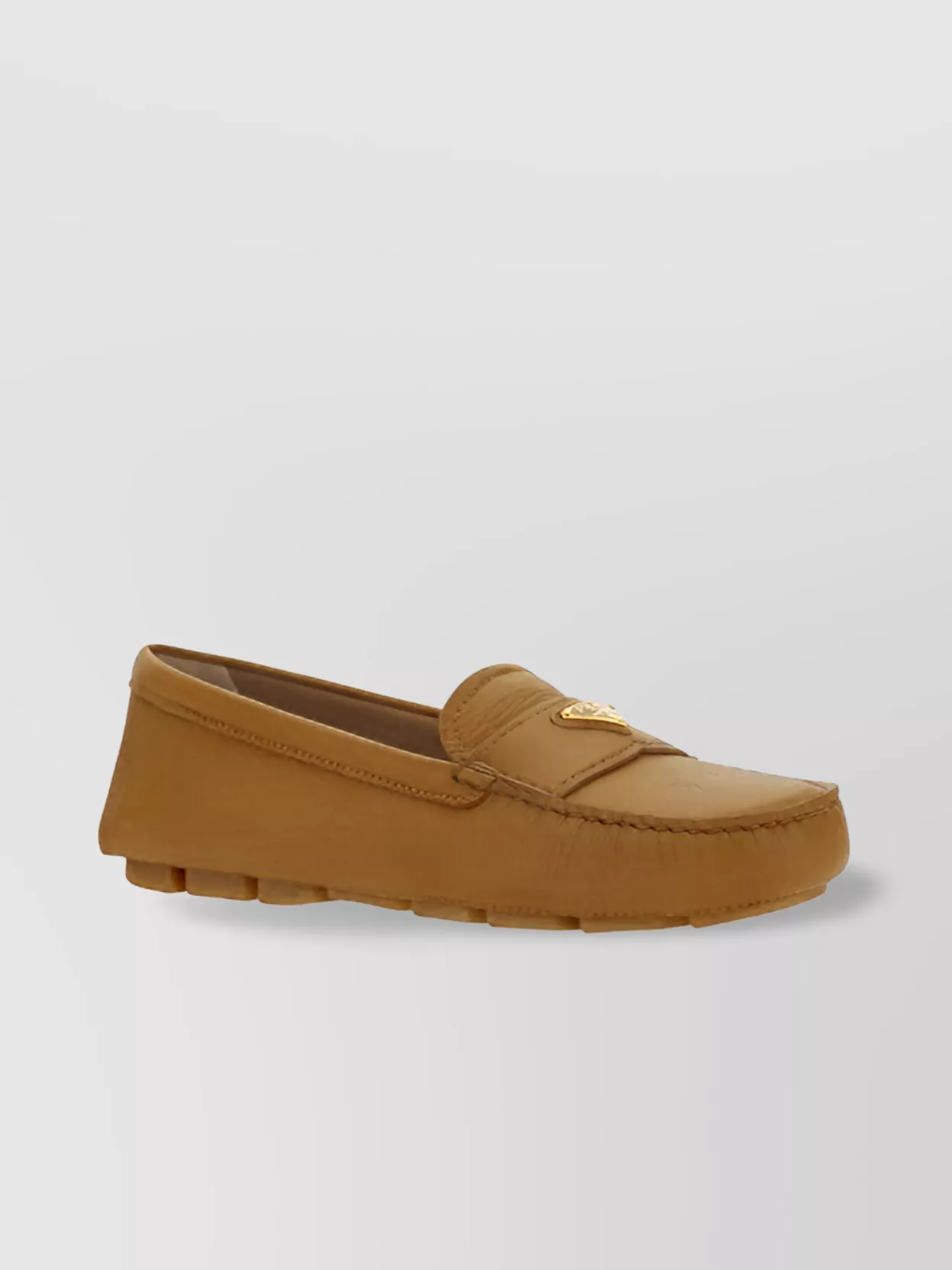 Shop Prada Calfskin Loafers With Iconic Triangle Detail
