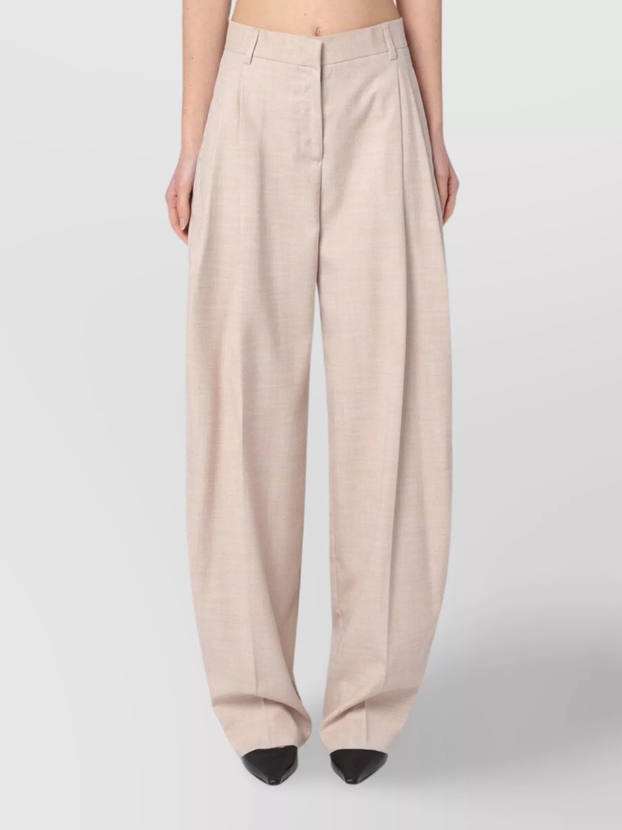 The Andamane Wide Leg Pleated Trousers With Pockets And Belt Loops In Neutral