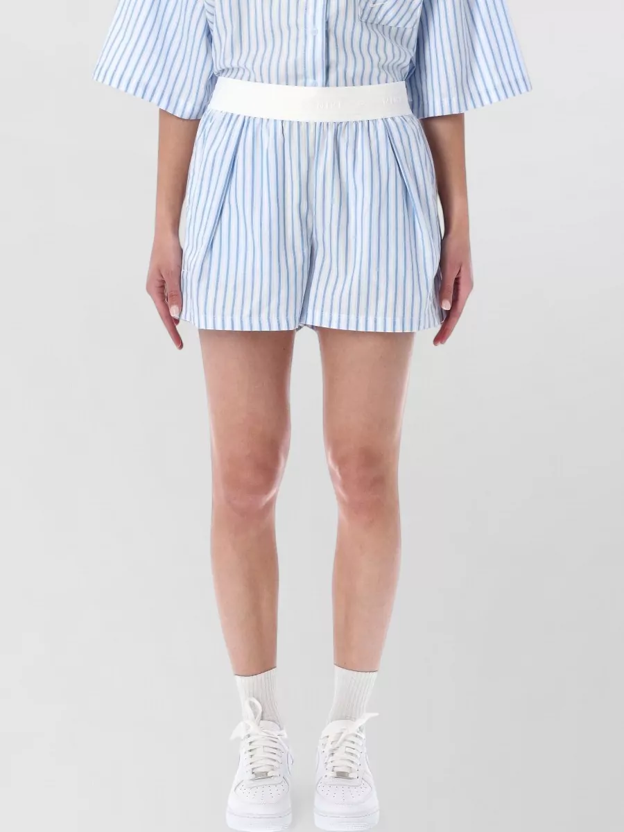 Nike Striped Mid-Rise Pleated Poplin Shorts