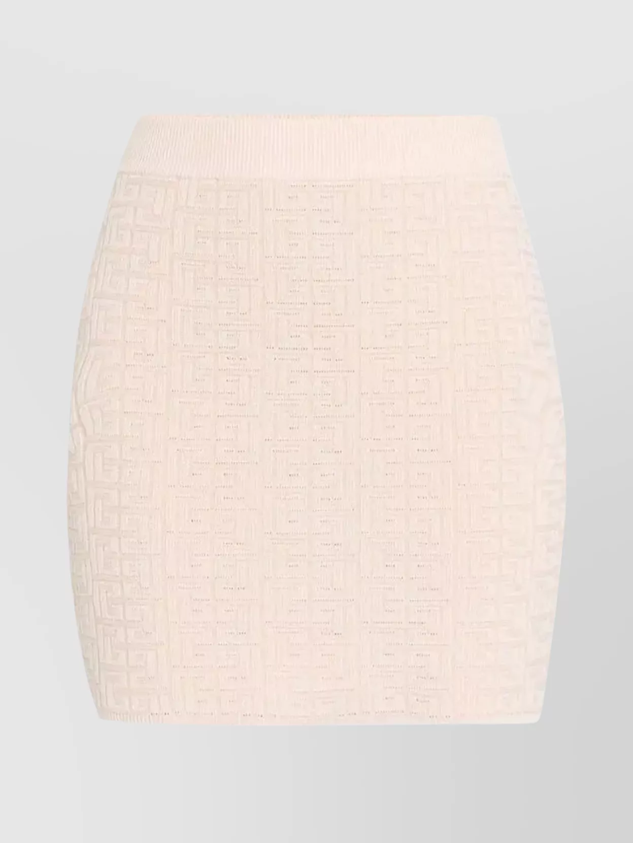 Balmain Ribbed Knit Short Skirt With Textured Pattern In Pink