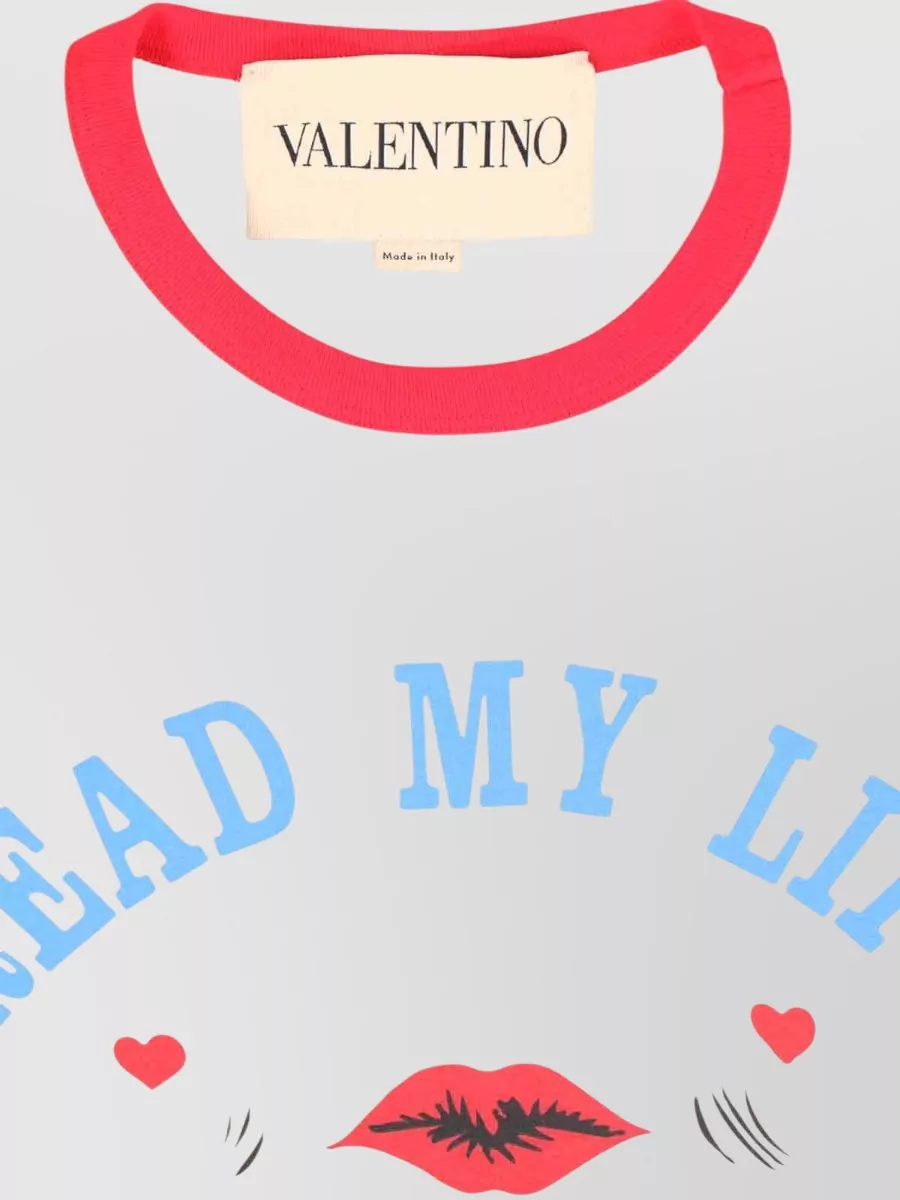 Valentino Contrast Trim Crew Neck Graphic T-Shirt