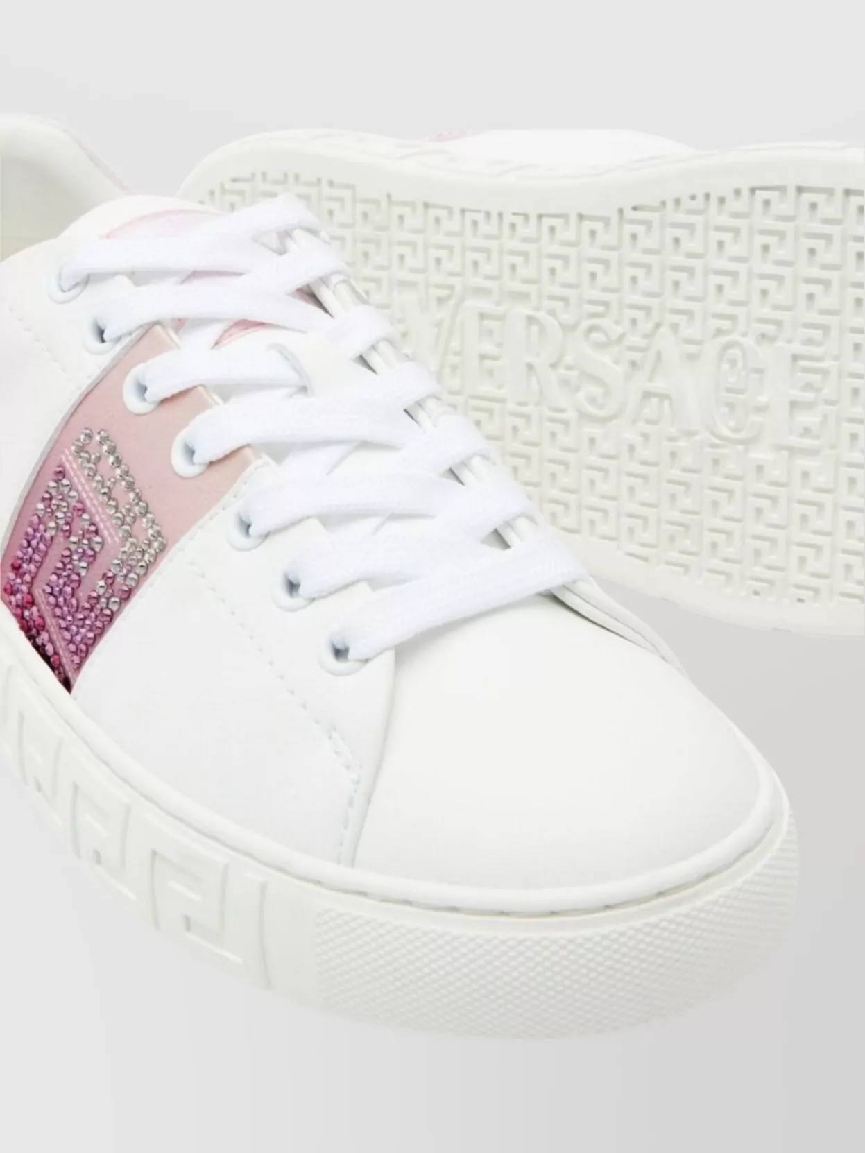 Versace Crystal Embellished Low Top Sneakers