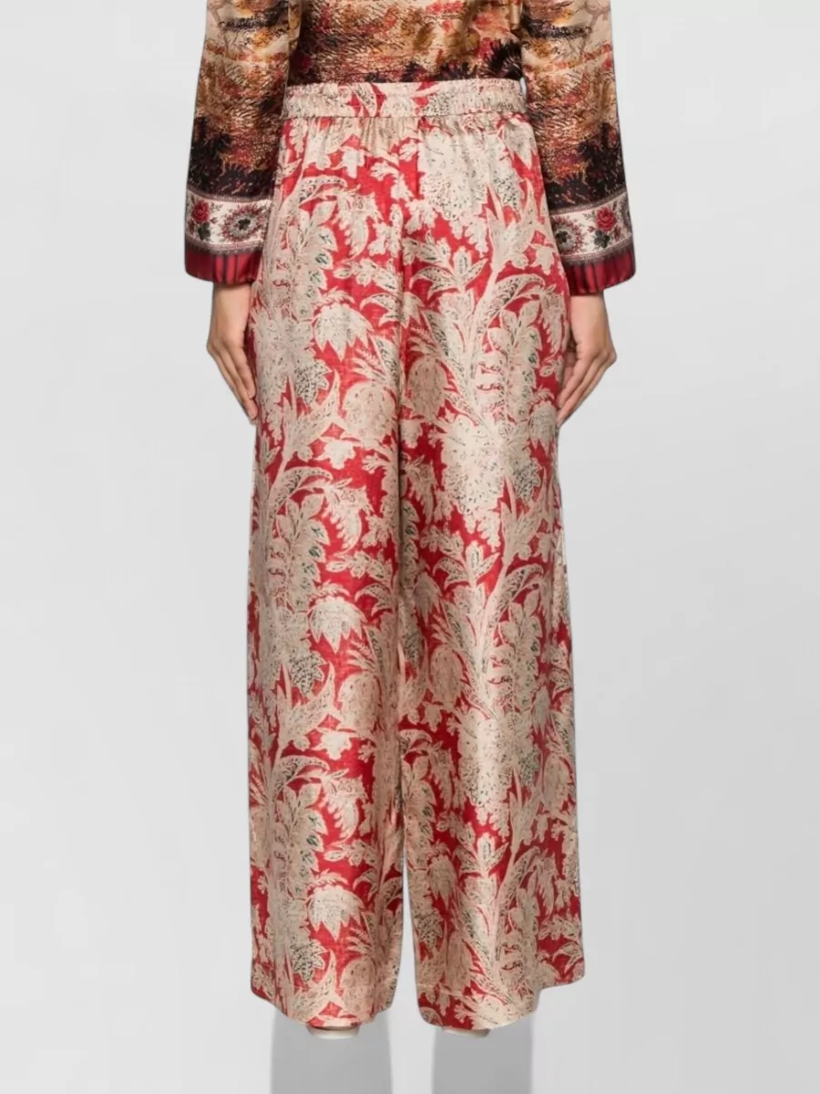 Pierre Louise Mascia Silk Printed Wide-Leg Trousers