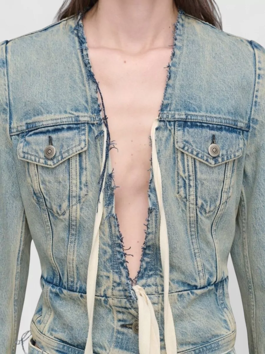 Maison Margiela Denim Cropped V-Neck Jacket