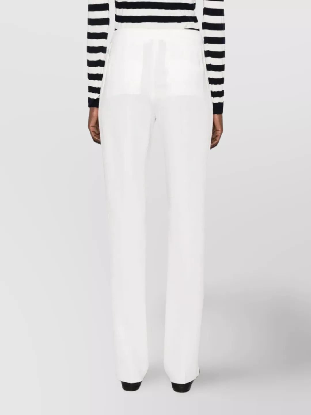 Max Mara Tailored Straight Leg Trousers With Belt Loops In White