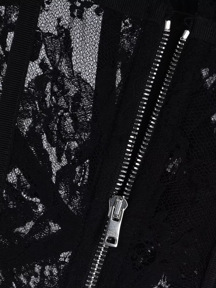 Dolce&Gabbana Top Floral Pattern Lace Detailing Scalloped Edges