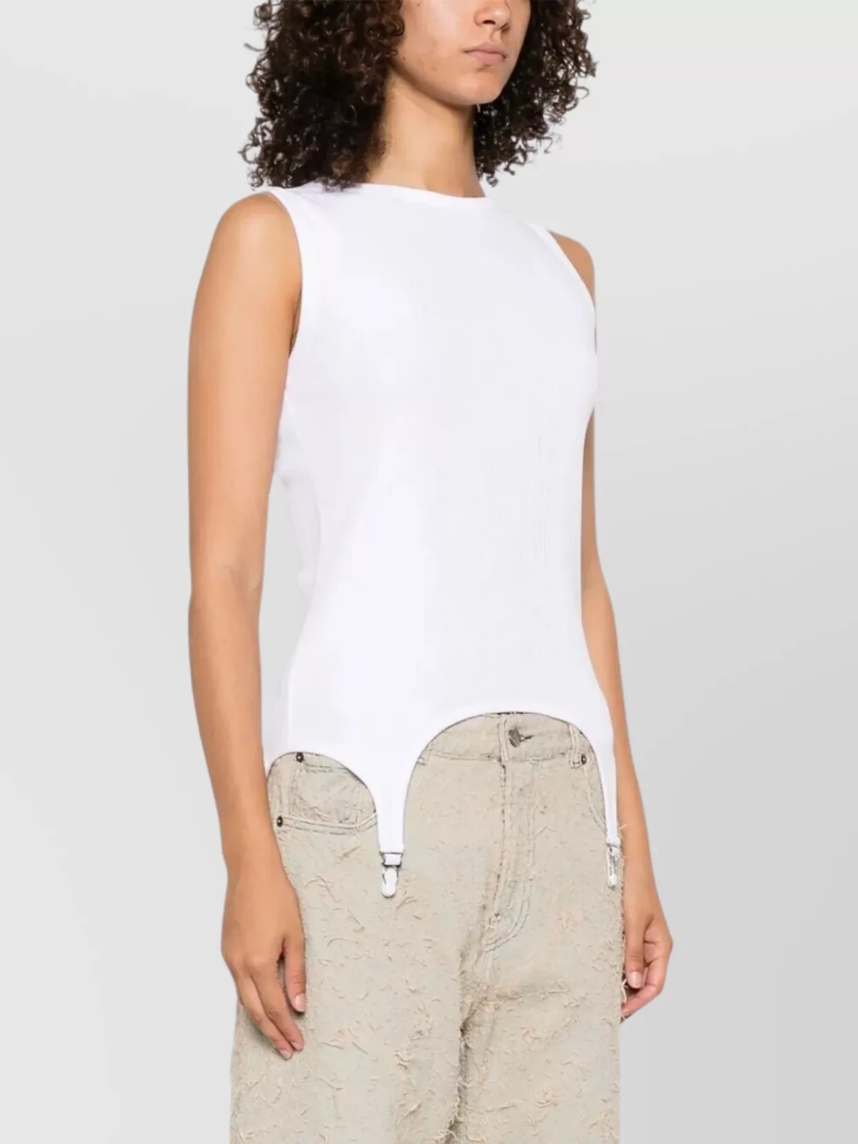 Jean Paul Gaultier Ribbed Tank Top Lingerie Garter