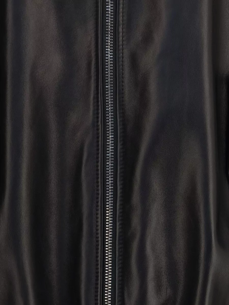 Brunello Cucinelli Lamb Leather High-Collar Zip Jacket