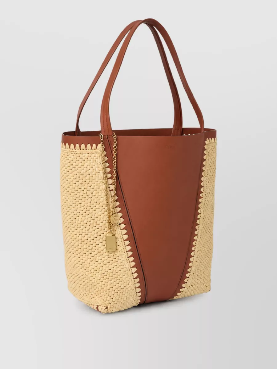 Chloé alphabet raffia leather beach bag