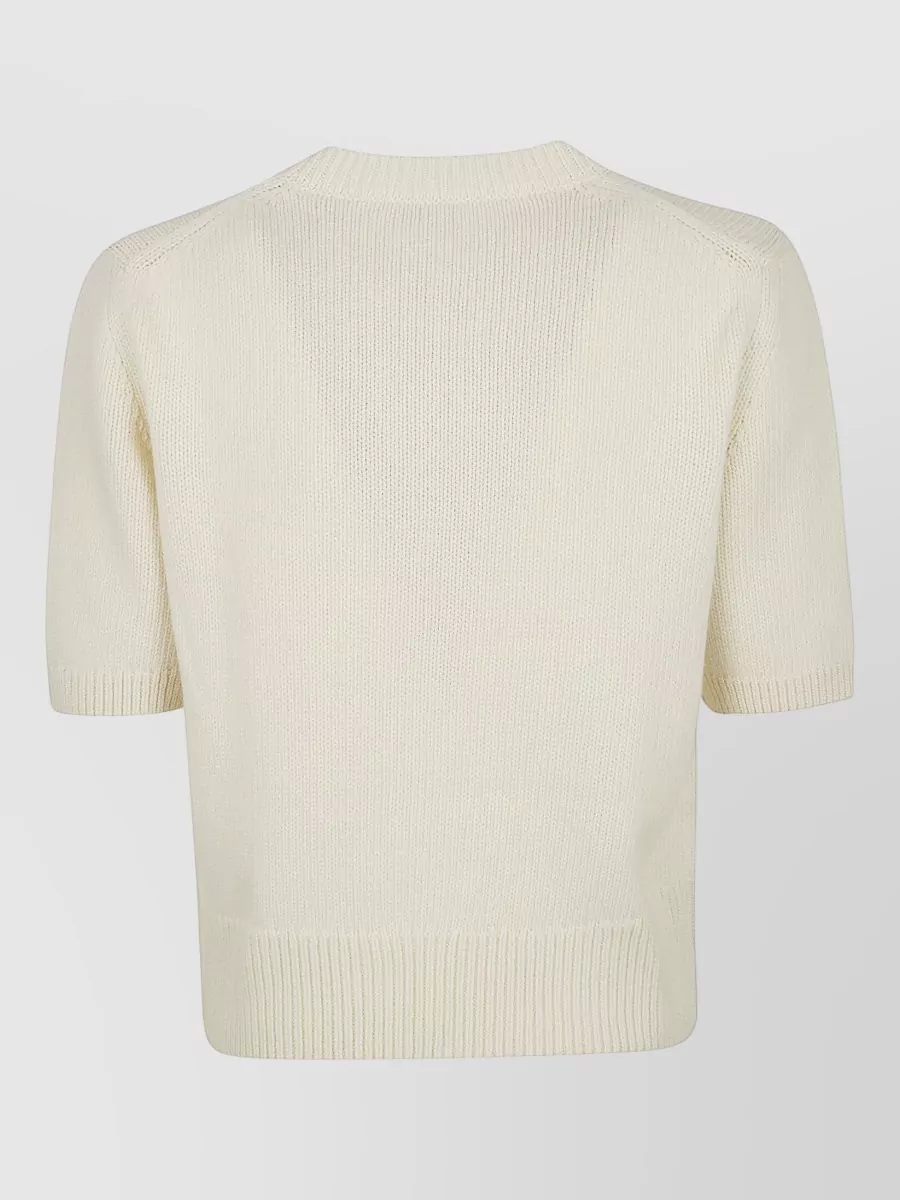 Burberry Cashmere Wool Short-Sleeve Crewneck Knitted Top