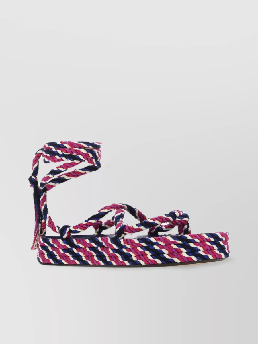 Shop Isabel Marant Étoile Erol Woven Cotton Flat Sole Thong Sandals In Multicoloured