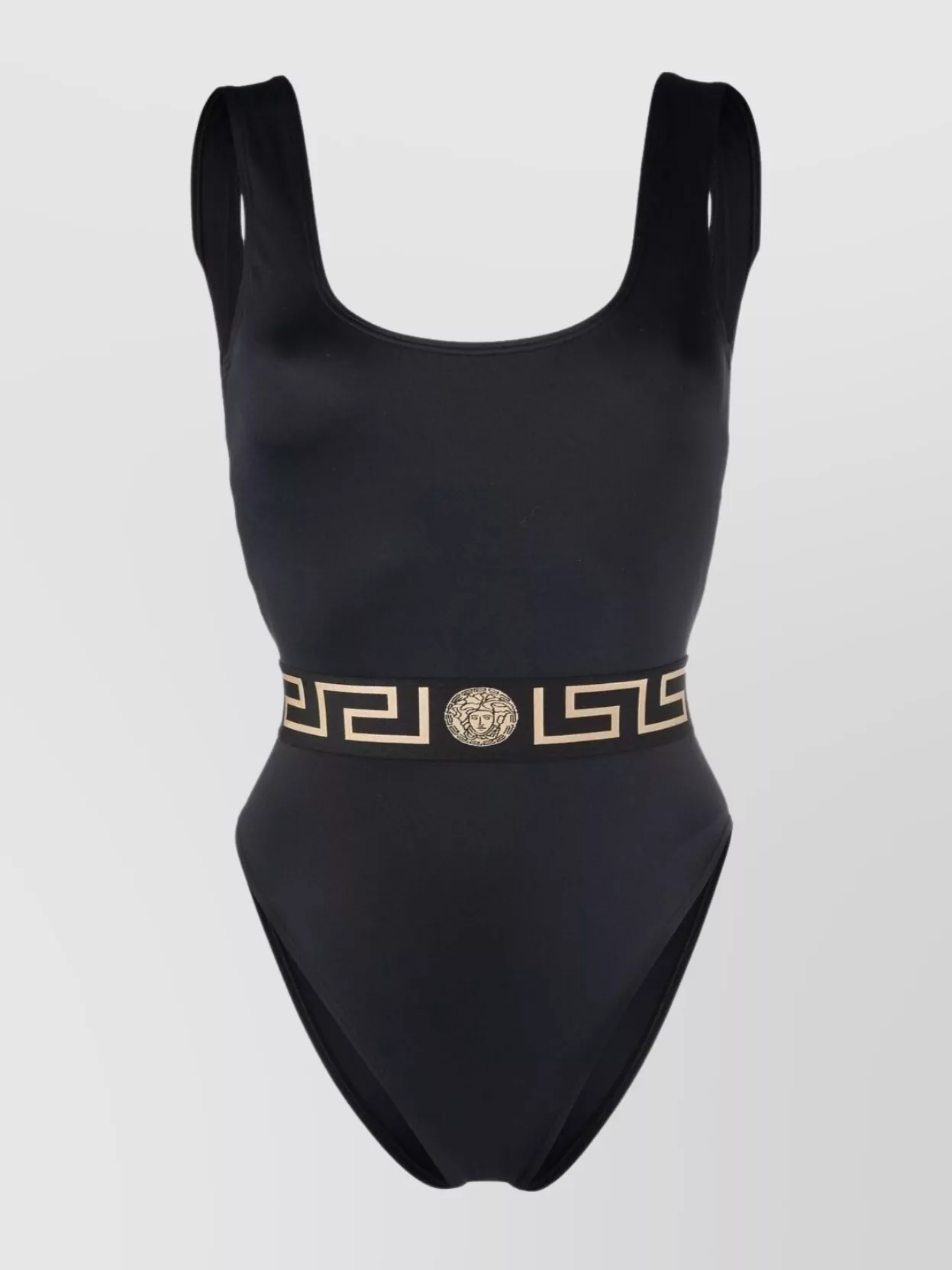 Shop Versace Sculpted Scoop-back One-piece Swimsuit In Black