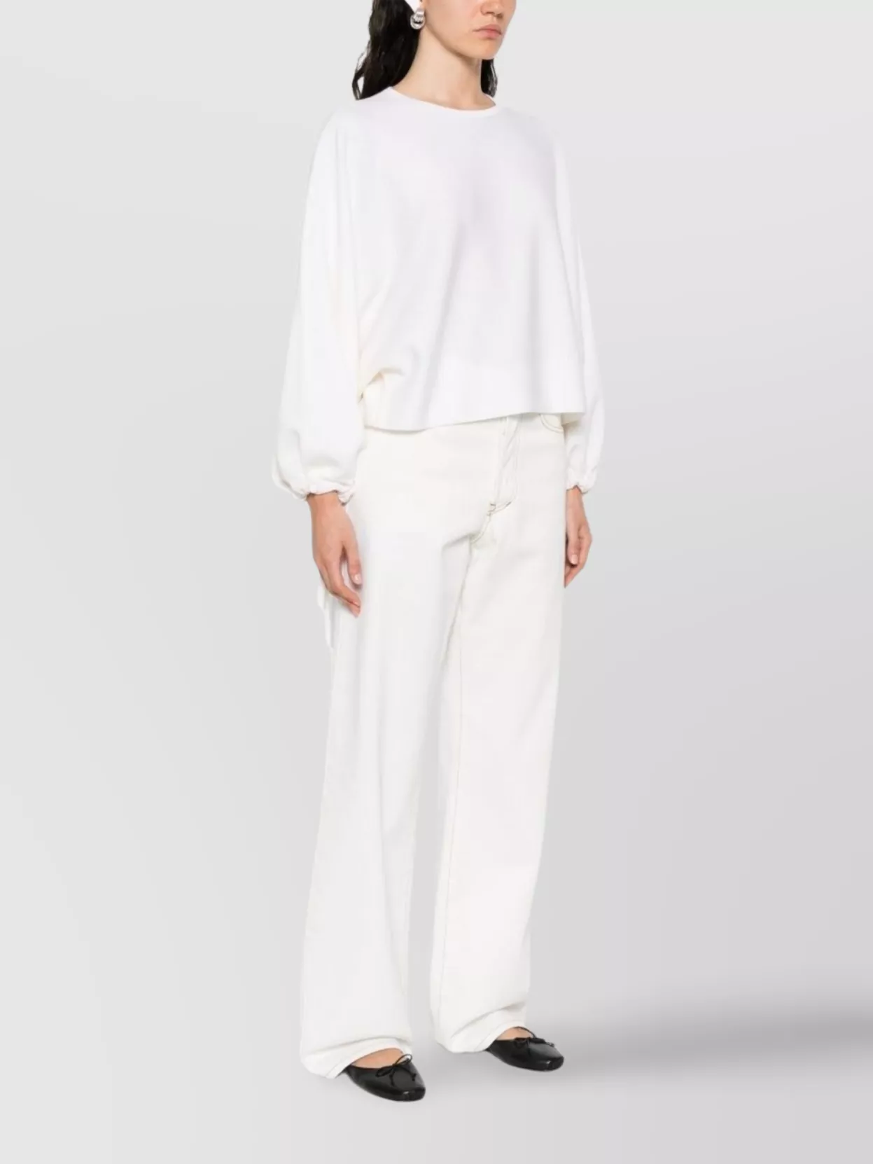 Max Mara Balloon Sleeves Crew Neck Relaxed Fit Tie Cuffs