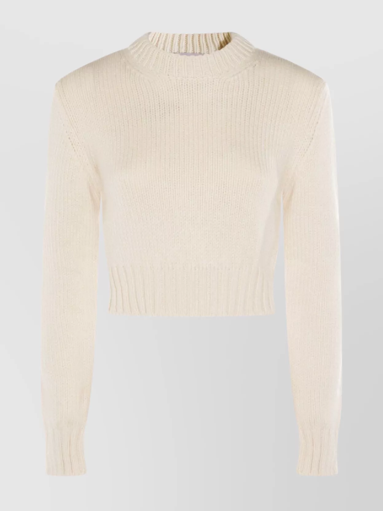 Malo Cropped Knit Sweater With Ribbed Cuffs And Hem