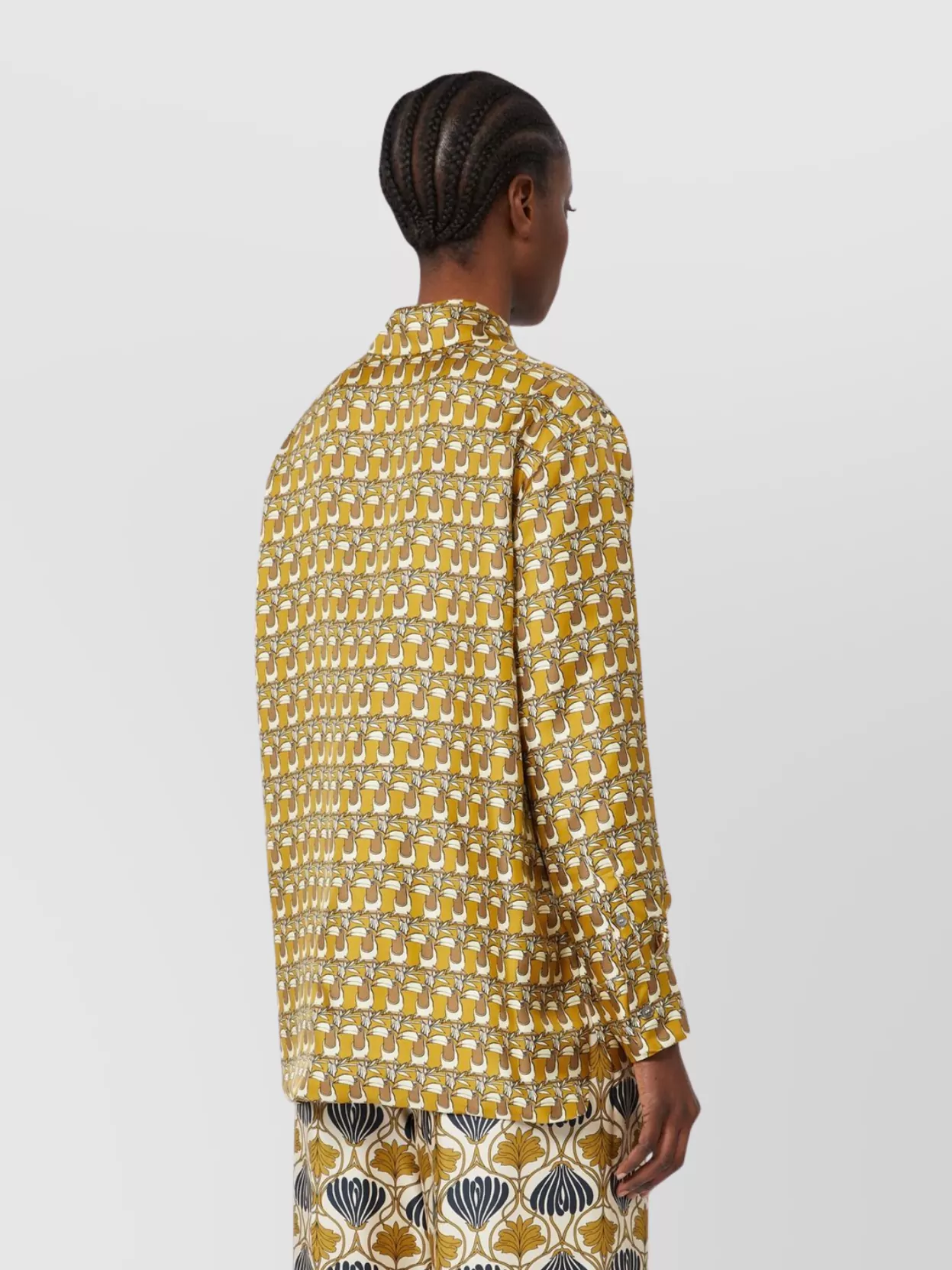 Max Mara Double-sided Printed Silk Shirt In Brown