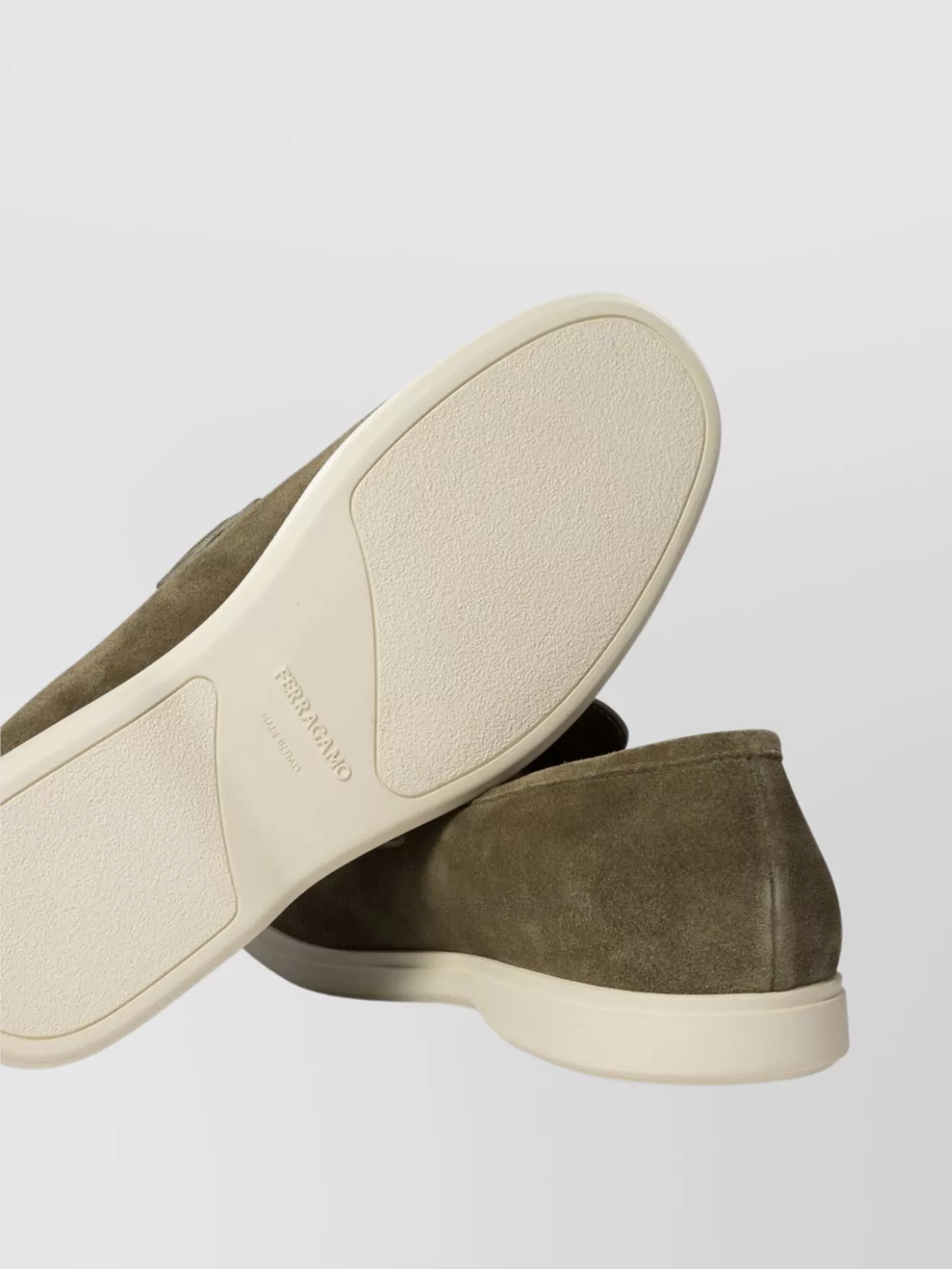 Ferragamo Metal Hardware Suede Loafers In Green