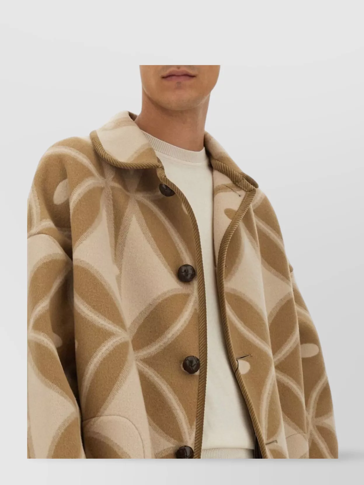 Etro Oversized Long Geometric Pattern Coat With Side Pockets