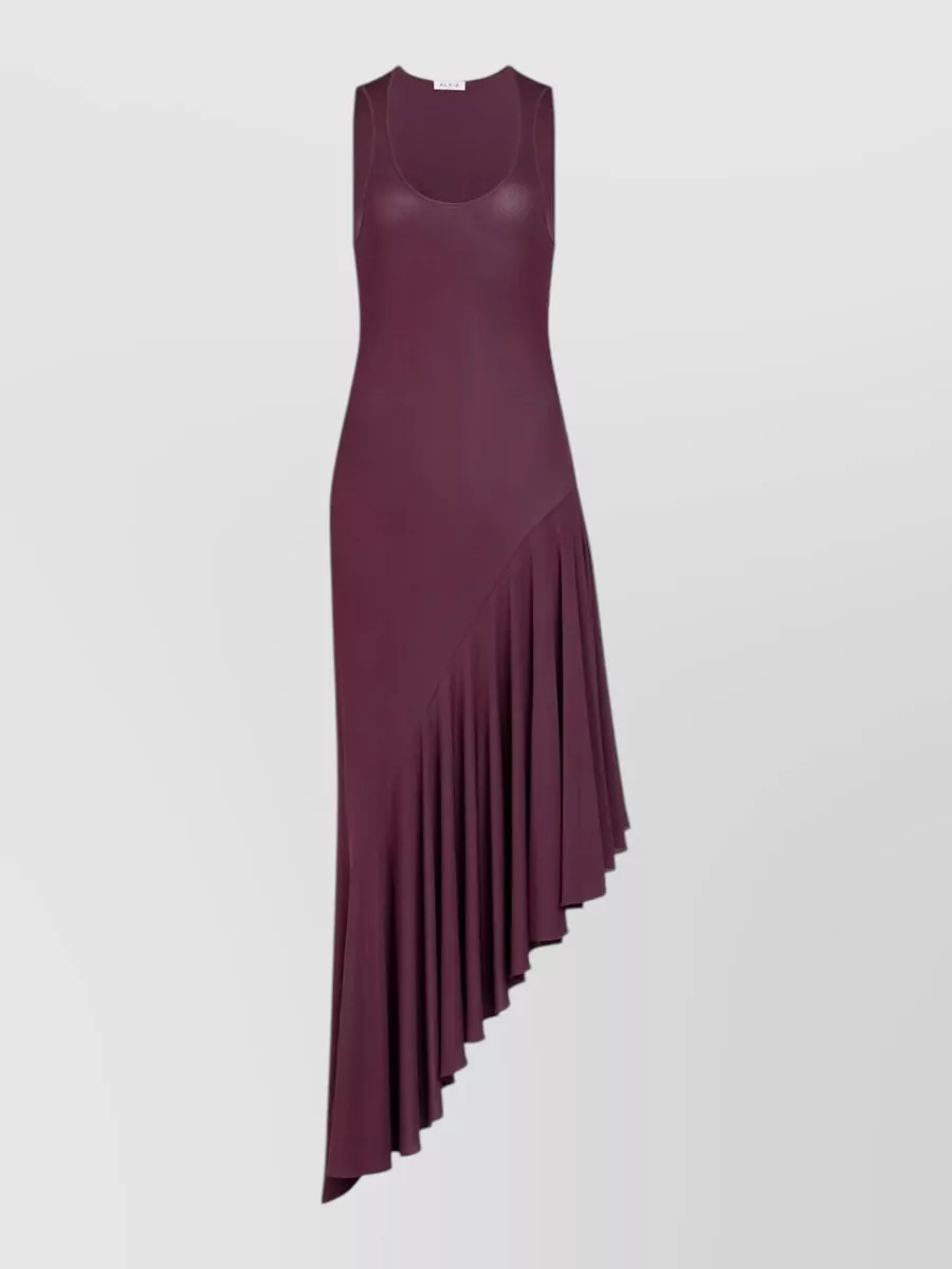 Alaïa Asymmetric sleeveless jersey midi dress