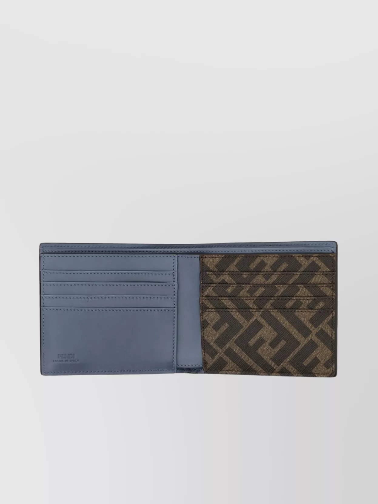 Fendi Canvas Leather Bi-Fold Wallet Contrast Panel