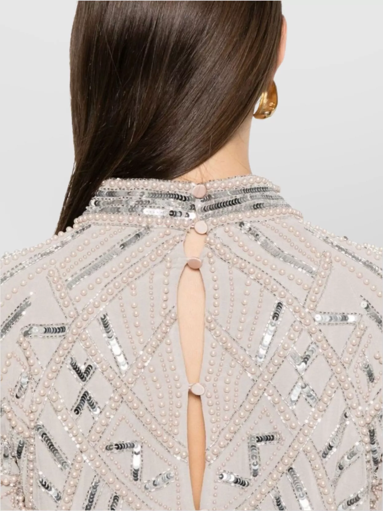 Forte Forte Beaded High Neck Long Sleeve Top
