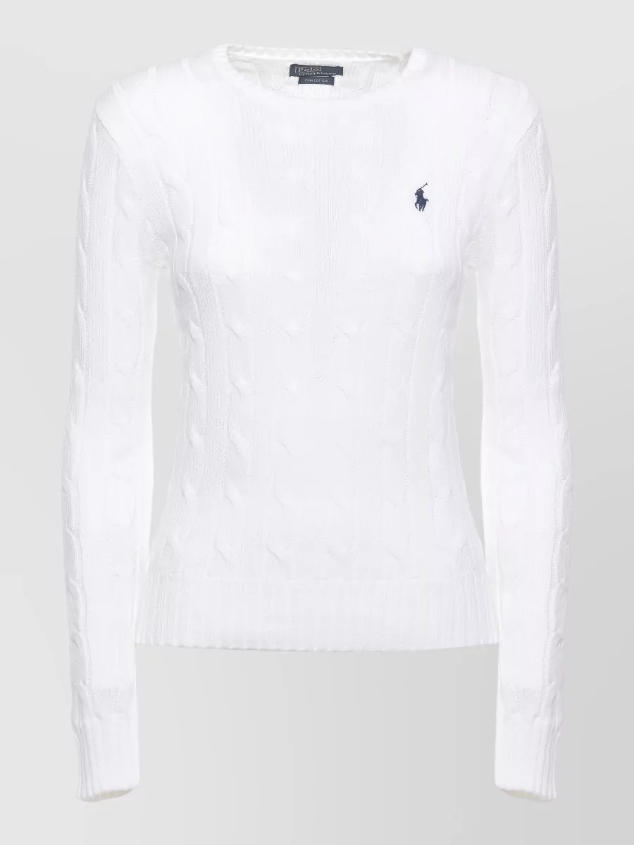 Ralph Lauren Cable-Knit Cotton Crewneck Sweatshirt