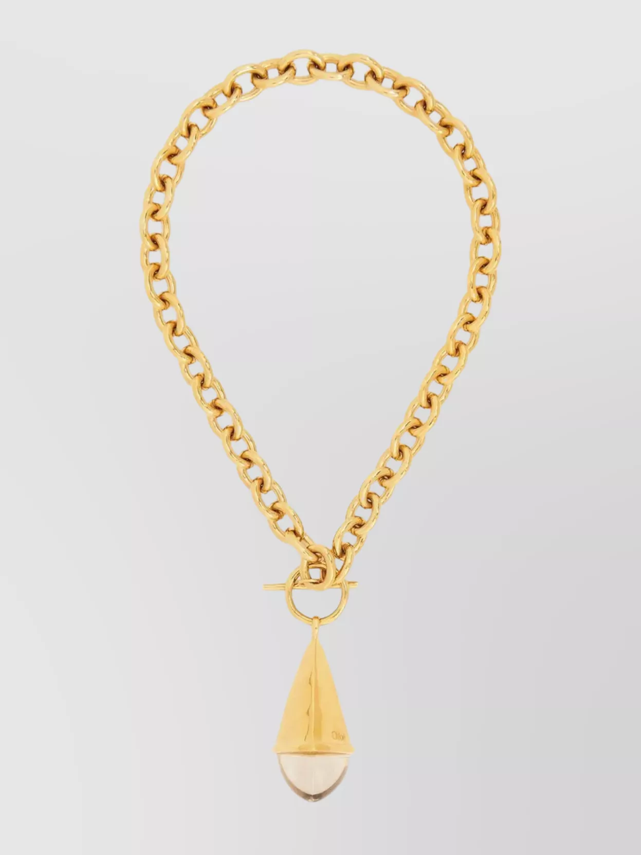 Chloé Prism Necklace With Chain Frame And Pendant Detail In Yellow