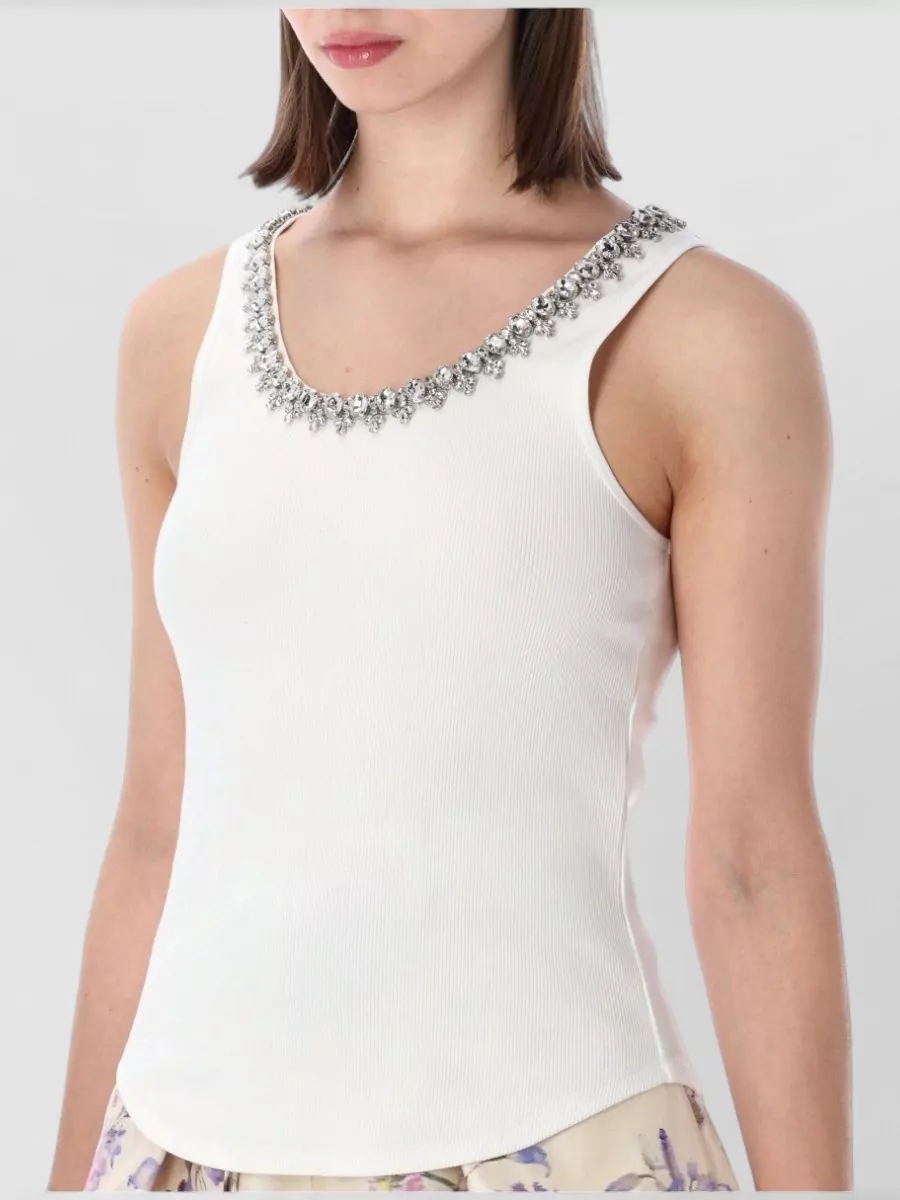 Zimmermann Crystal Embellished Asymmetric Hem Tank Top