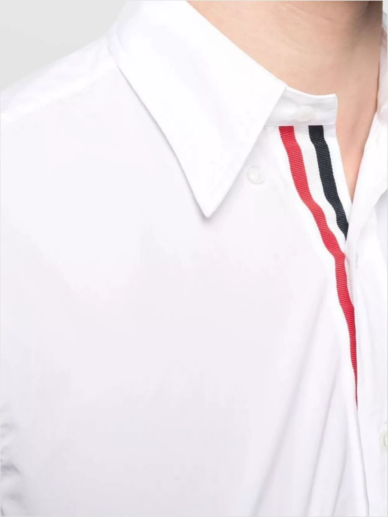 Thom Browne Button-Down Shirt With Curved Hem And Pocket