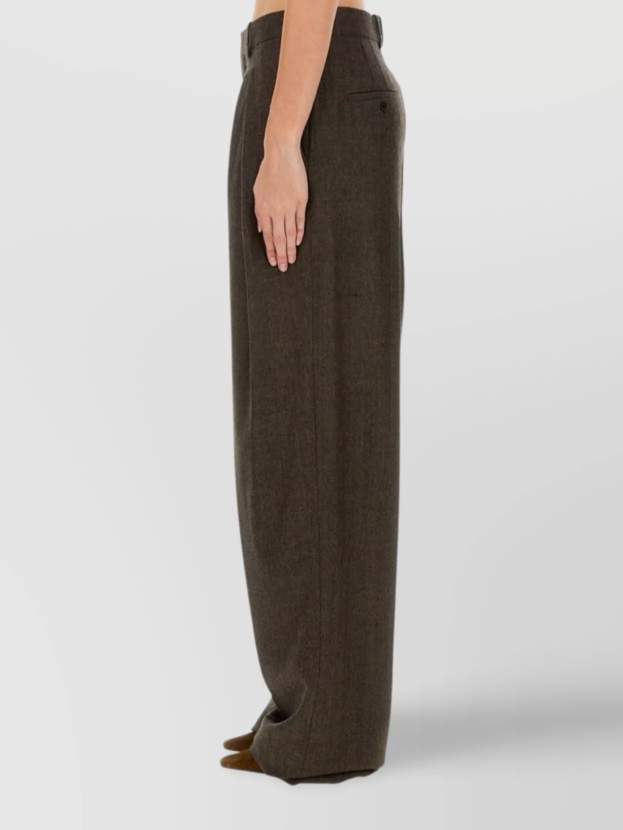 Saint Laurent High Waist Wide Leg Wool Trousers