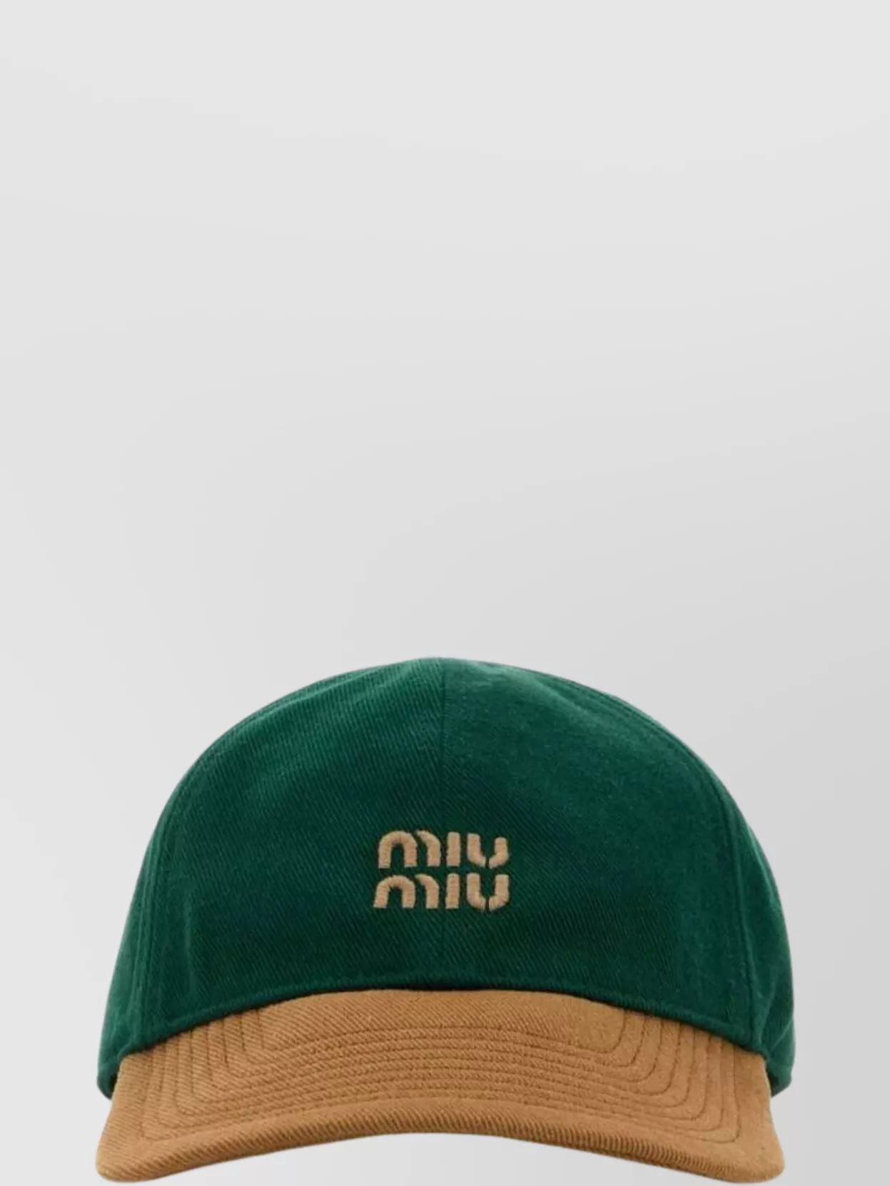 Miu Miu Two-tone Baseball Cap Curved Brim In Green