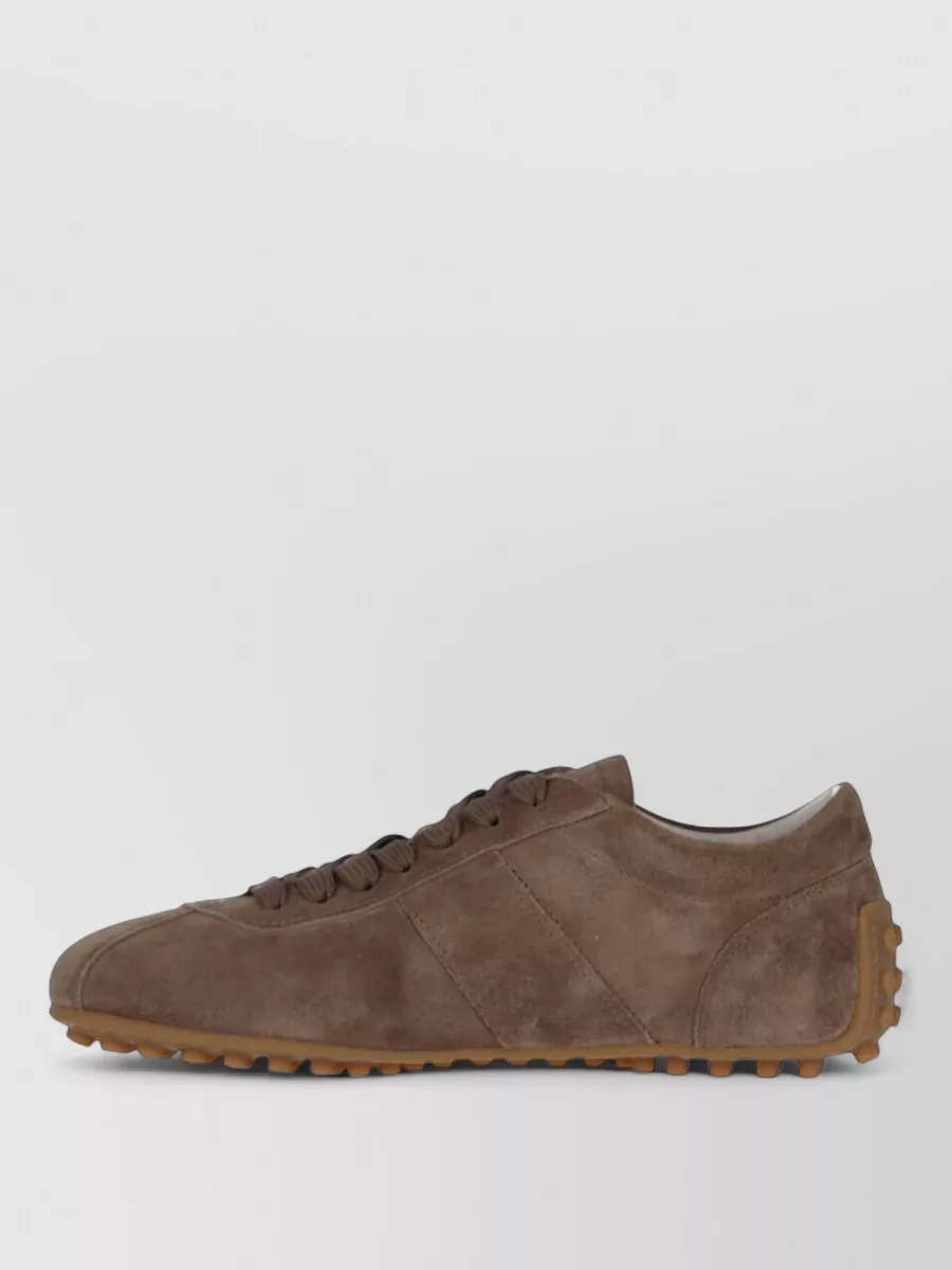 Tod's Suede Low Top Sneakers With Rubber Sole