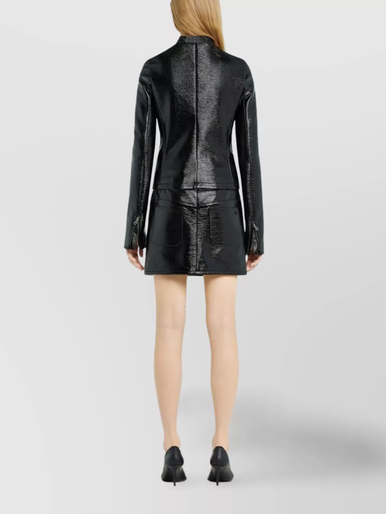 Shop Courrèges Snap Button Collar Shiny Finish Jackets