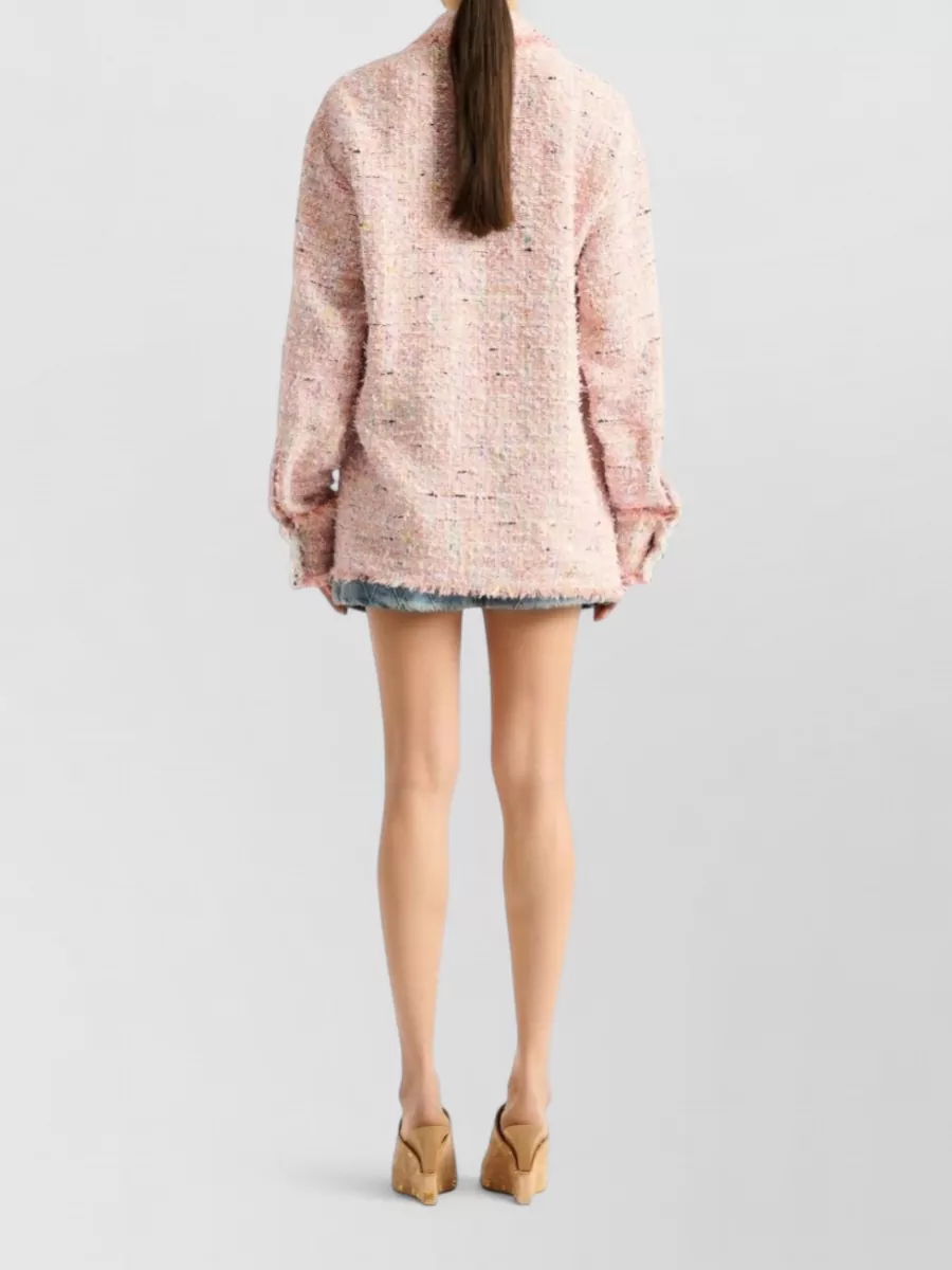 Balmain Tweed Long-Sleeve Shirt Jacket