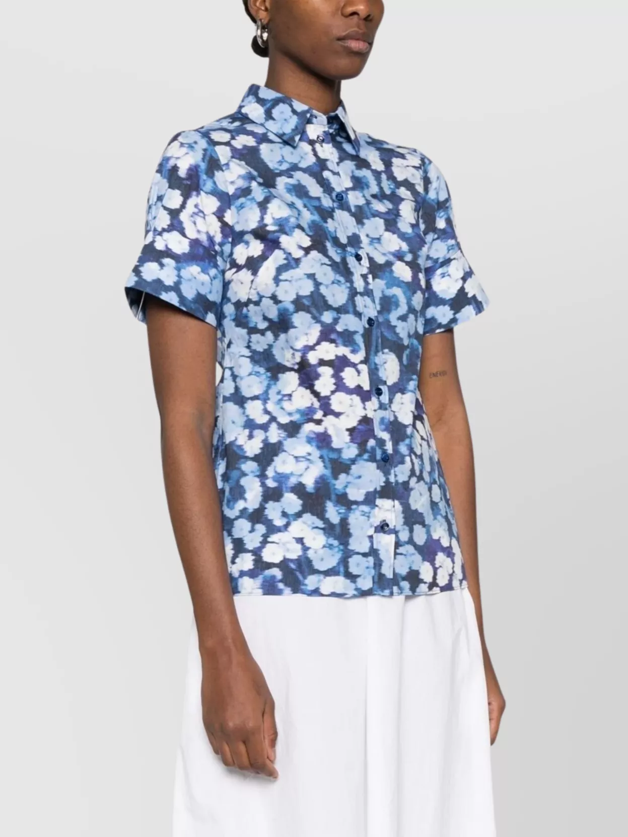 Erdem Buttoned-Cuff Sleeves Floral Pattern Cotton Shirt