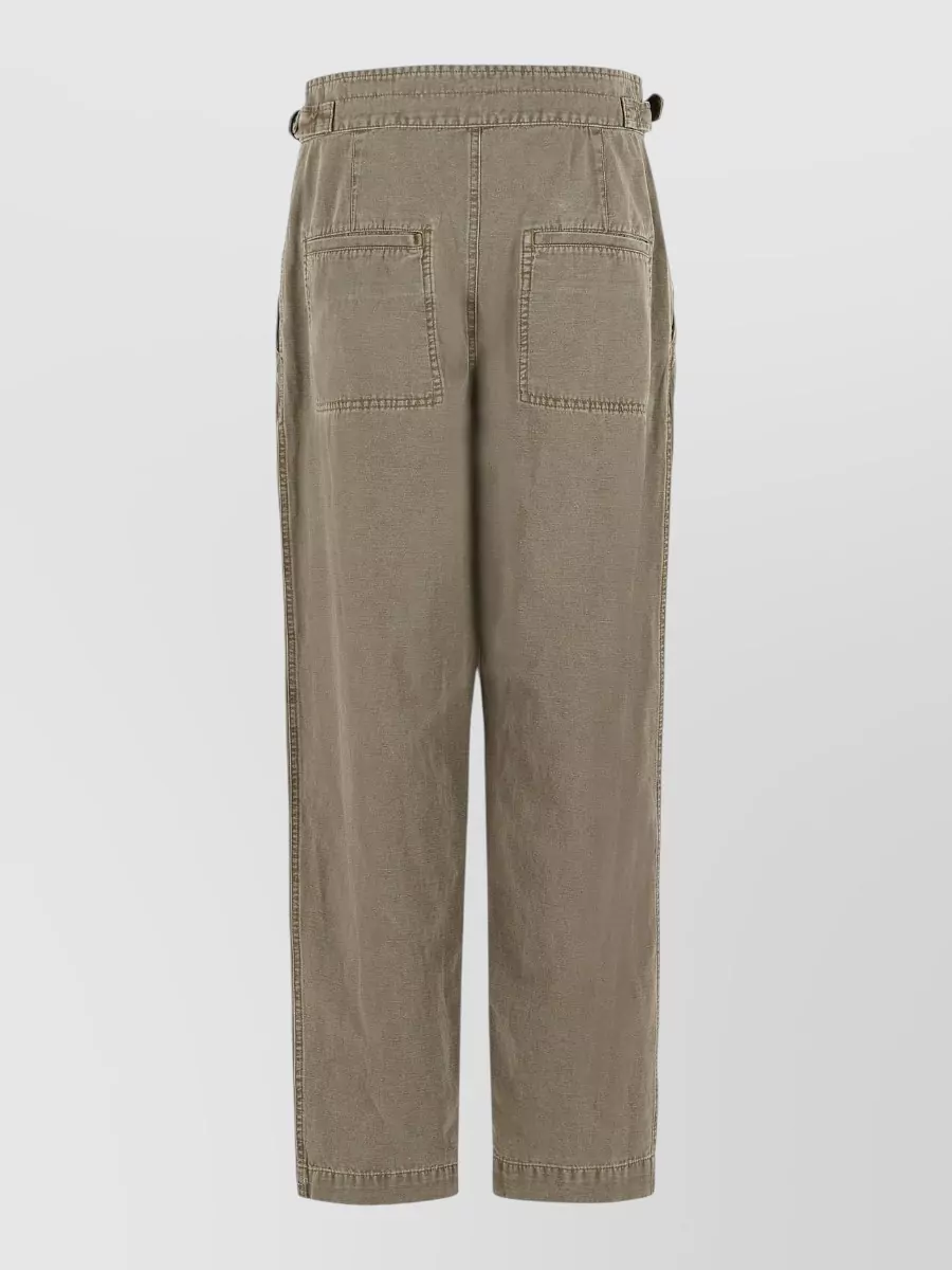 Isabel Marant Étoile Neriah Cotton Linen Tailored Trousers In Green