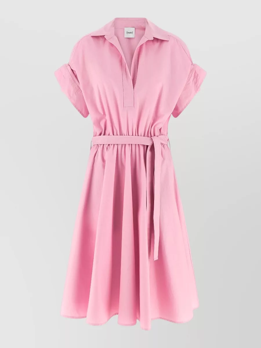 Nude Cotton Poplin Shirt Midi Dress