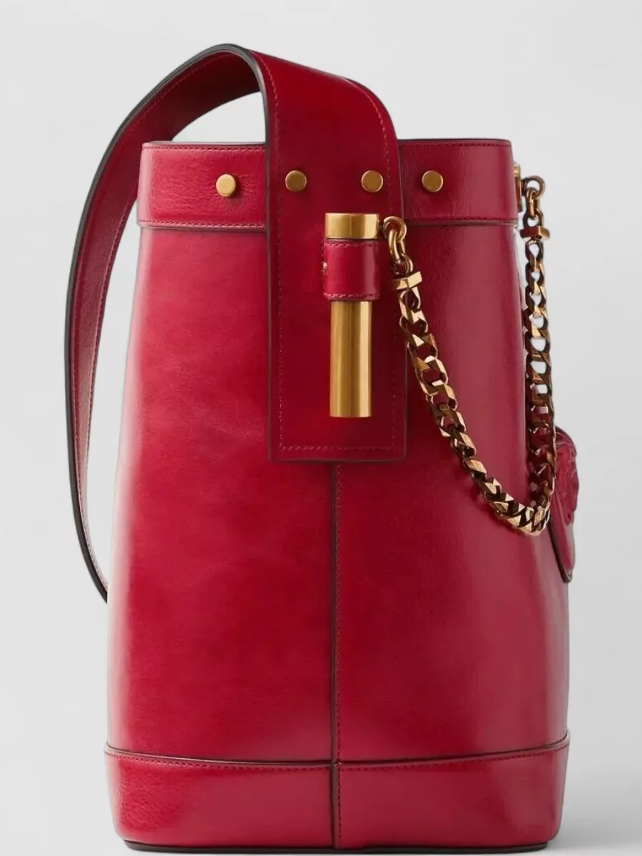 Versace Small Calf Leather Bucket Shoulder Bag