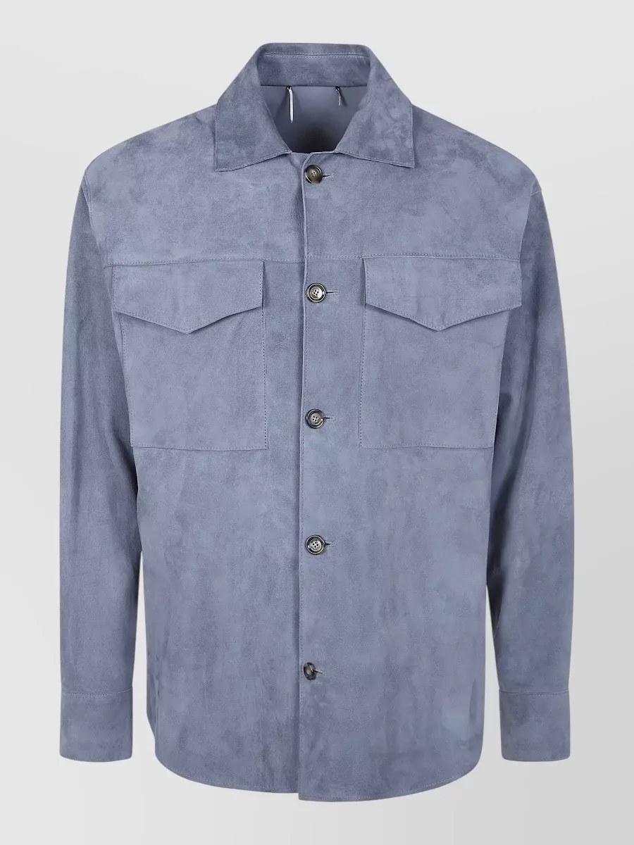 Lardini leather long-sleeve shirt jacket
