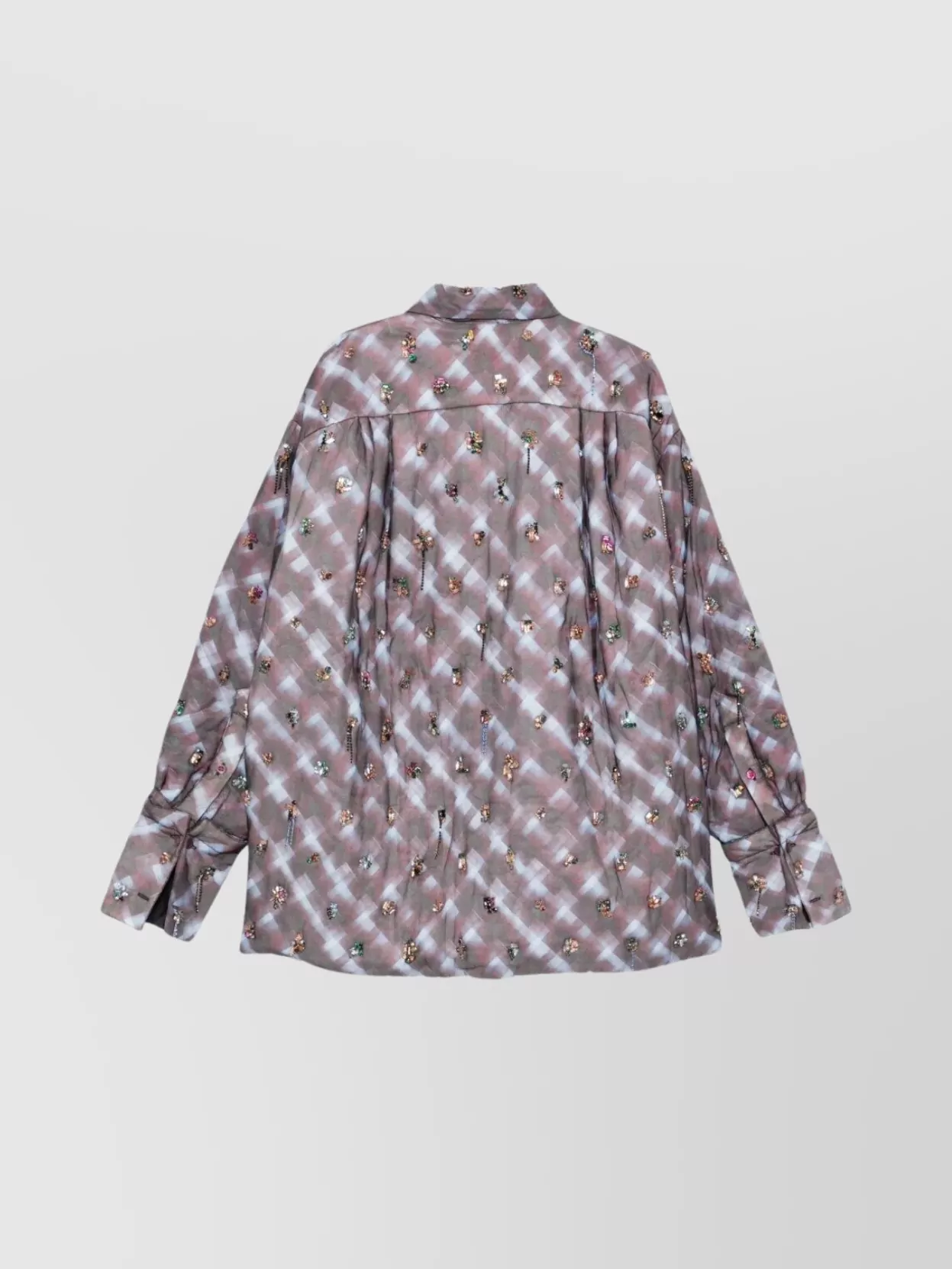 Dries Van Noten Embroidered Long Sleeve Collared Shirt In Purple