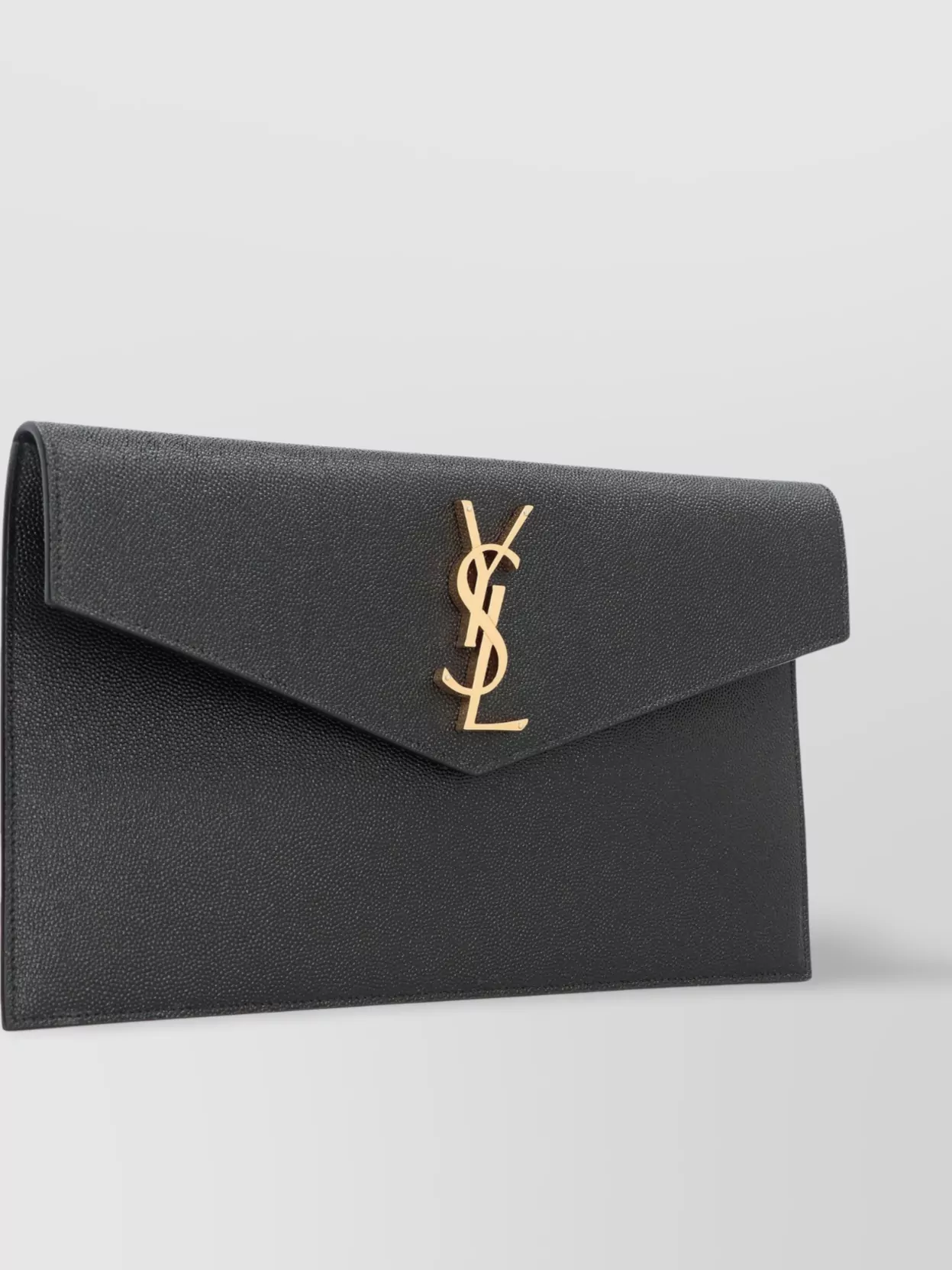 Saint Laurent Modern Envelope Leather Clutch With Gold-Tone Hardware