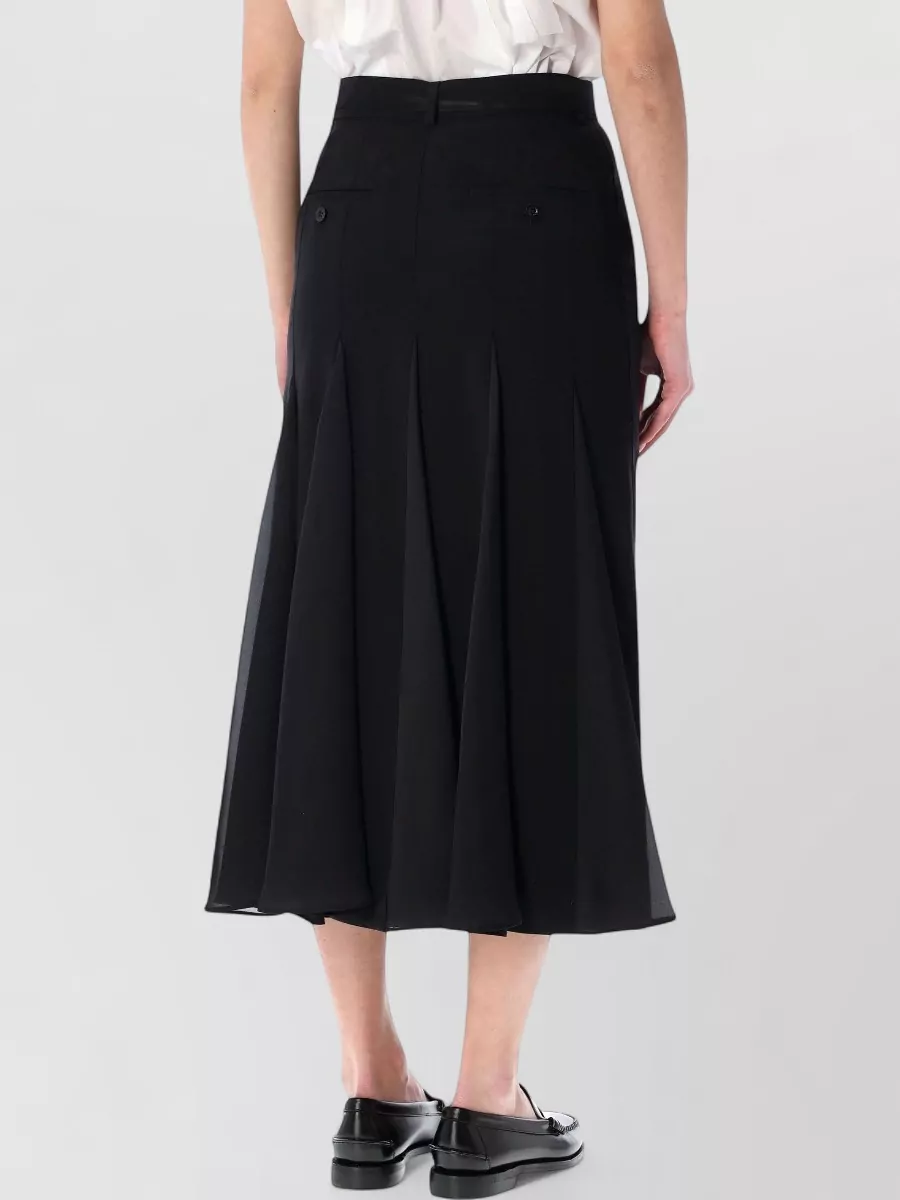 Sacai Wool Pleated Midi Skirt