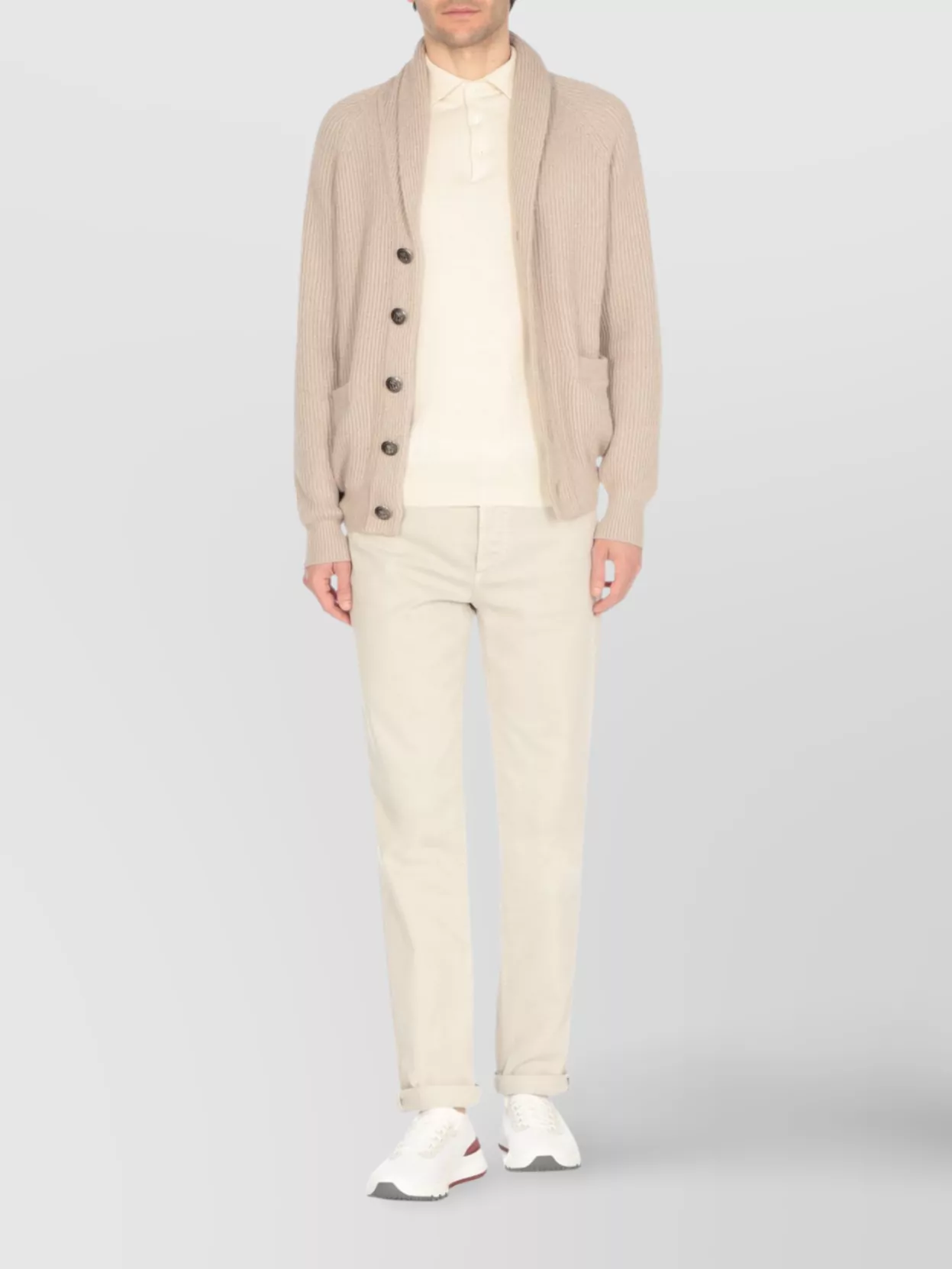 Brunello Cucinelli Breathable Low Top Sneakers With Raised Sole In White