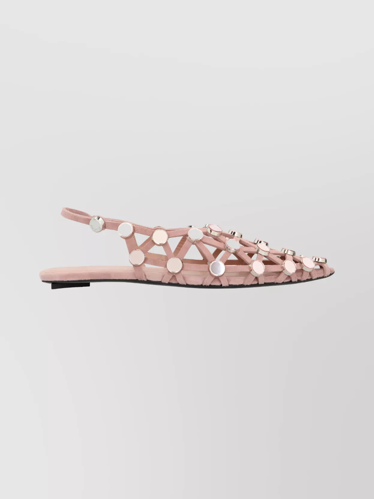 Attico Suede Flats With Open Design And Studs In Pink