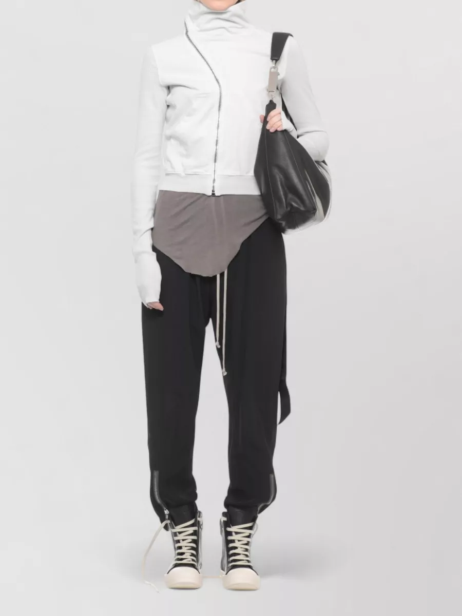 Rick Owens Drkshdw Cotton Hooded Asymmetric Zip Sweatshirt