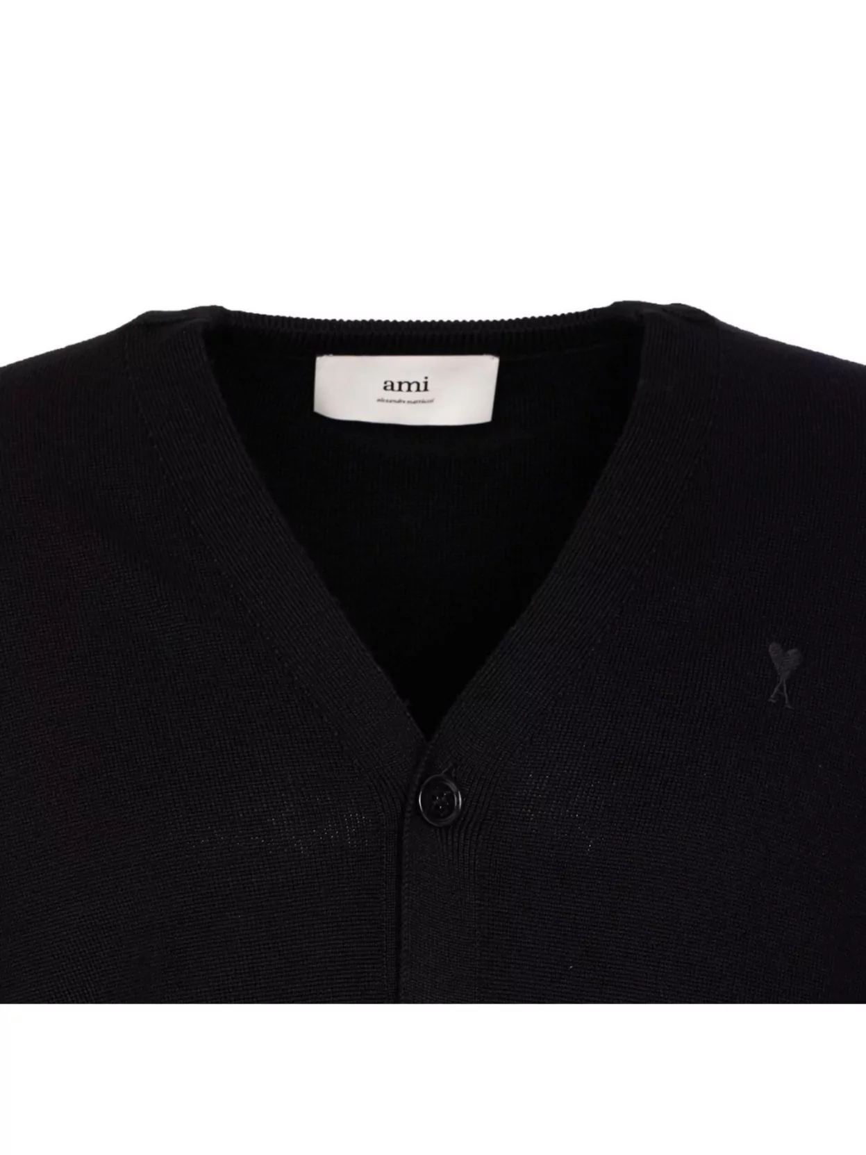 Ami Paris V-Neckline Cardigan With Ribbed Cuffs And Hem