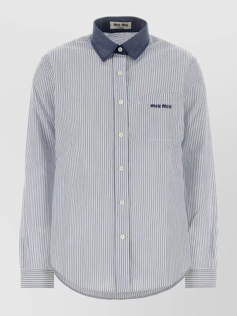 Miu Miu striped contrast collar shirt