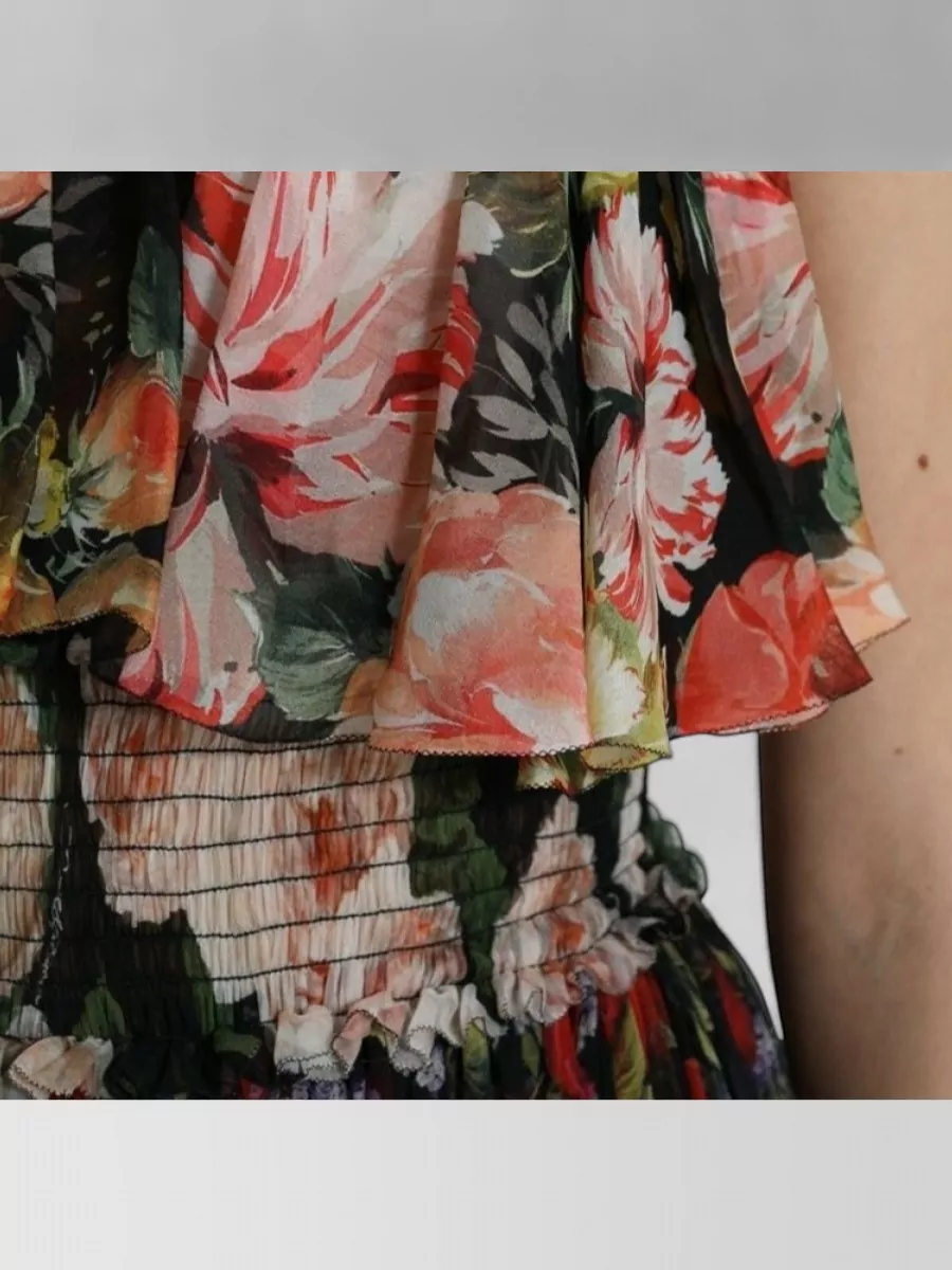 Dolce&Gabbana Silk Floral-Print Tiered Sleeveless Maxi Dress
