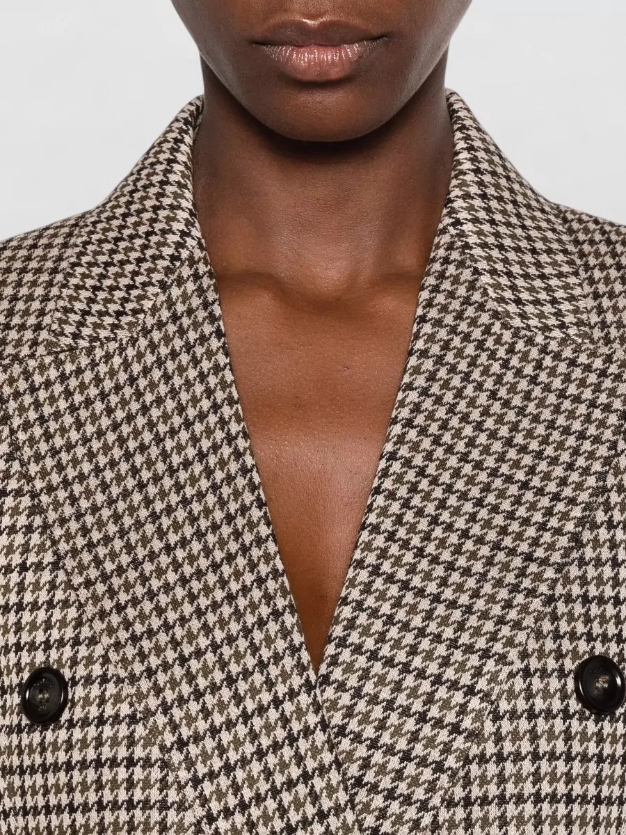 Max Mara Double-Breasted Houndstooth Blazer
