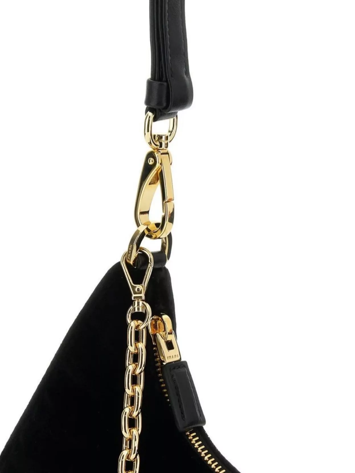 Prada Mini Velvet Shoulder Bag With Chain Detail In Black