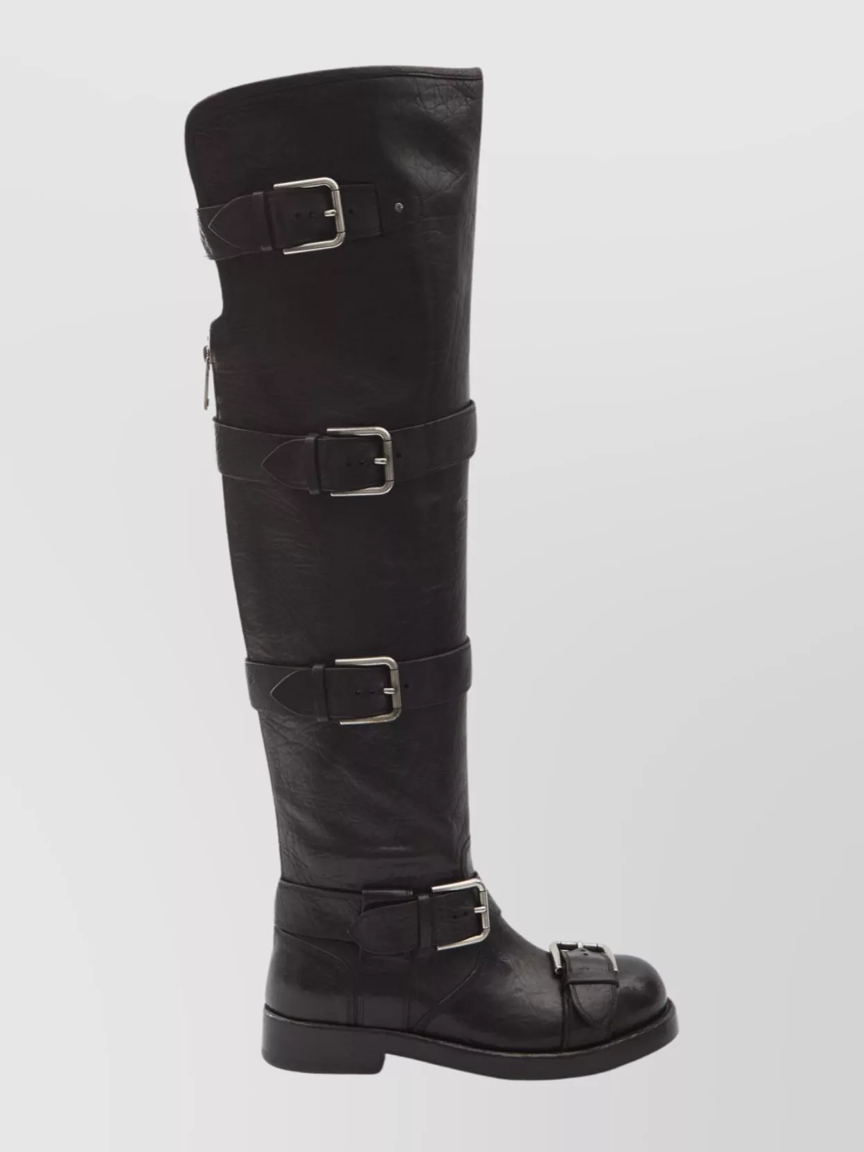 Dolce&Gabbana Over-The-Knee Leather Boots Buckle Detail